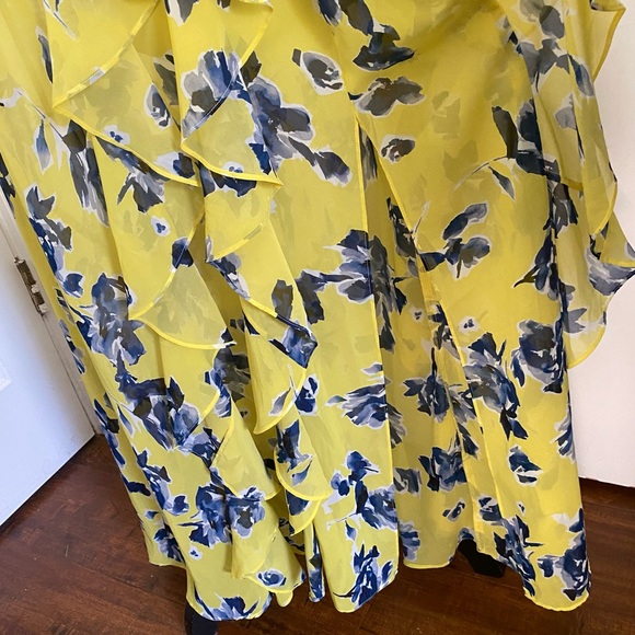 NWT Eliza J Floral Yellow and Blue Maxi Dress Size 4P - Picture 11 of 13